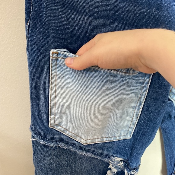Revice Denim Blue Matchmaker high rise patchwork Straight Leg crop jeans size 26 - Picture 9 of 15